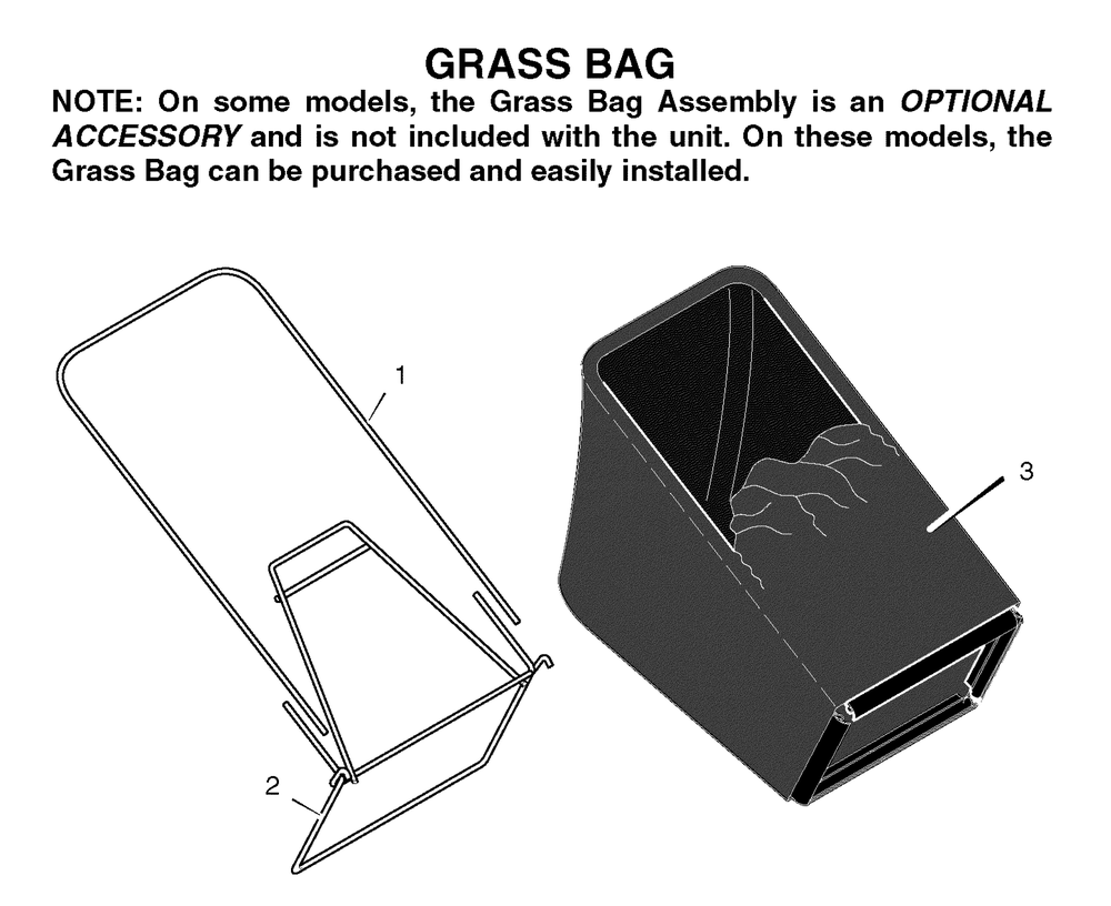 Bag Assembly Diagram and Parts List for 22265X8J 2004 Briggs and Stratton Lawn Mower